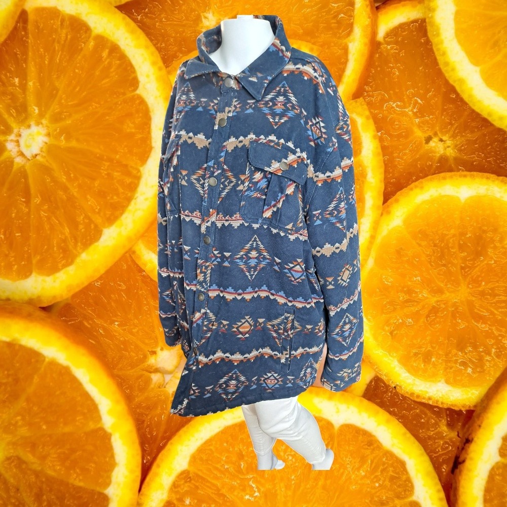 St John's Bay Outdoor Sherpa Lined Jacket Aztec Print XXL